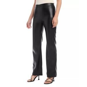 Karen Kane Women's Faux Leather Pull-On Wide Leg Pants Black Size Medium NWT
